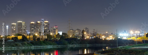 Panorama of Tel Aviv city and river at the night © PhotoSerg