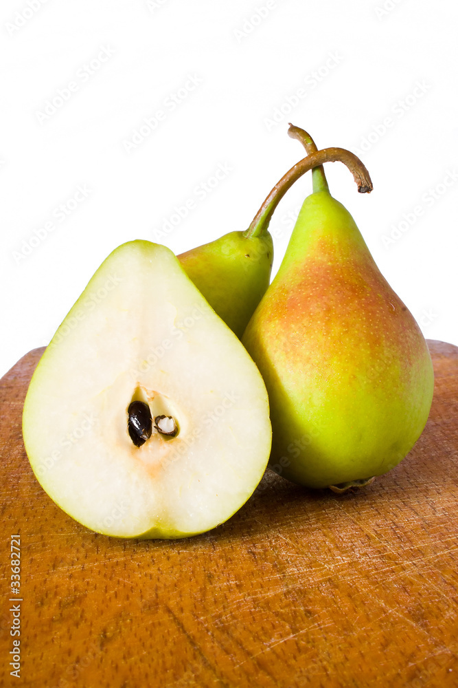 pear on the wood table