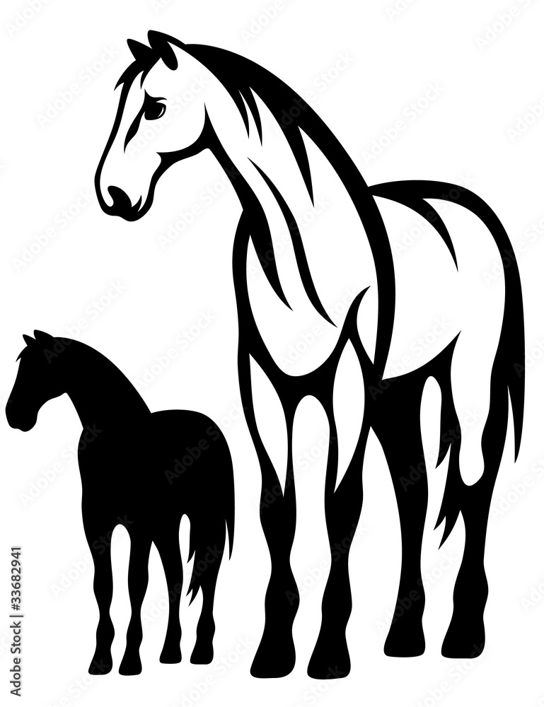 Obraz premium standing horse vector illustration