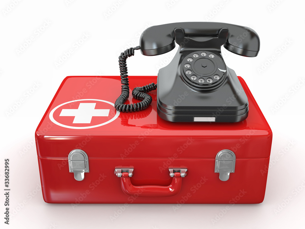 Helpline.Services. Phone on medical kit Helpline.Services. Phone on medical kit