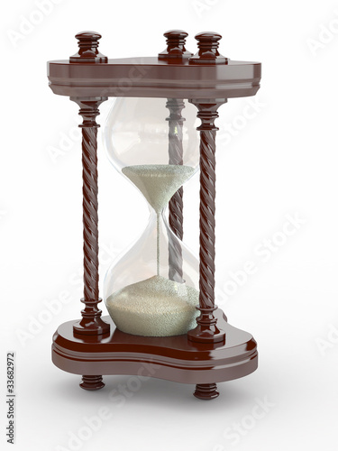 Hourglass. Handglass on white isolated background photo