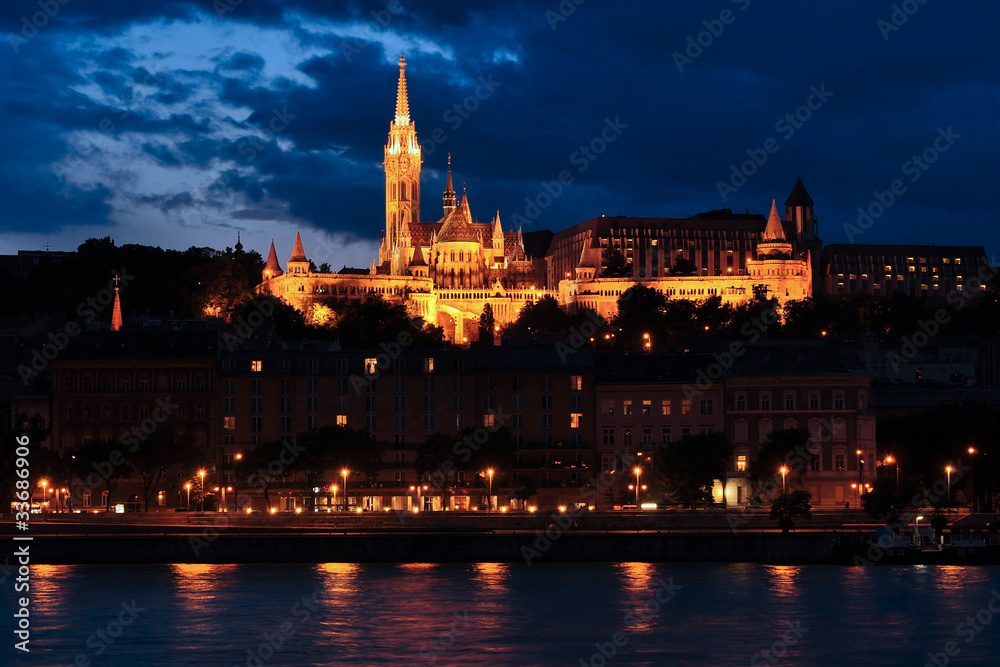 Budapest in night- Fisherman´s Bastion with Mathias church
