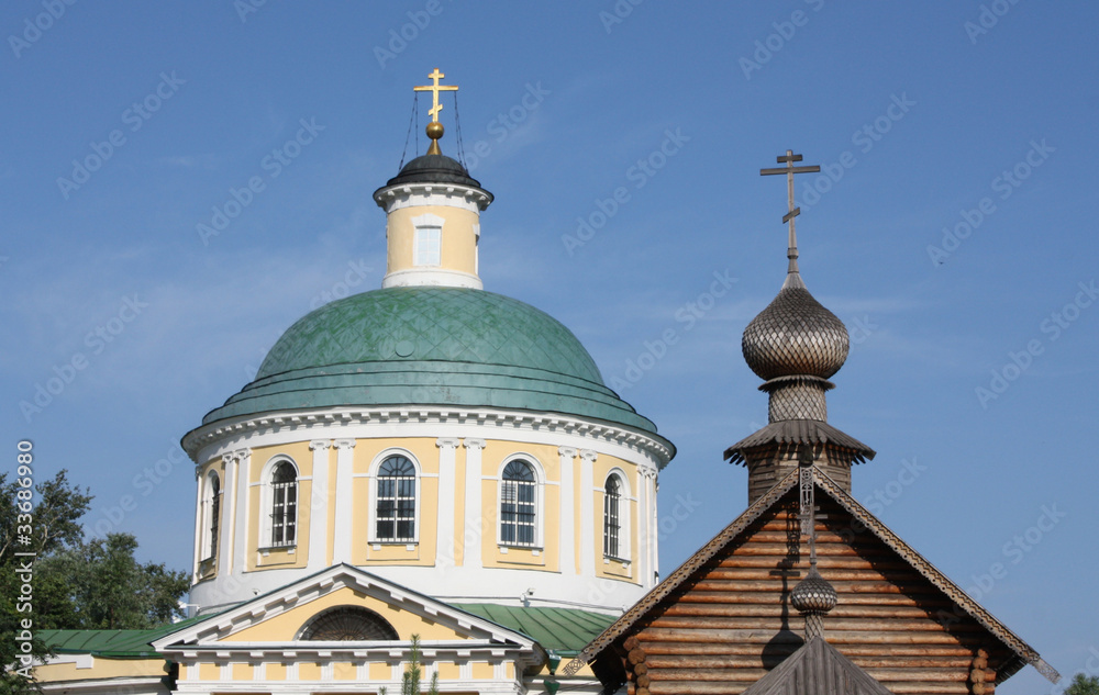 Domes of Orthodox temple complex in Kosino, Moscow