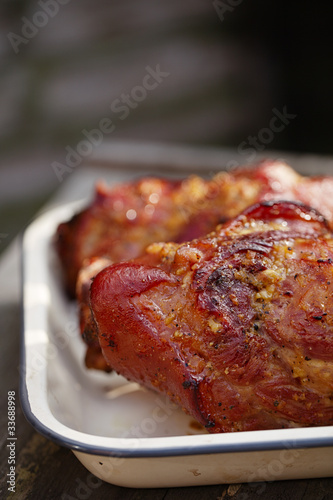 Canvas Print pork shank  glazed with honey  and garlic, roasted