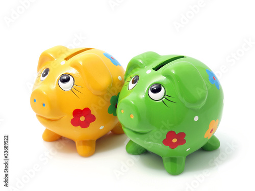 Piggy bank on the white background