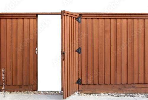 Opening door in a wood fence