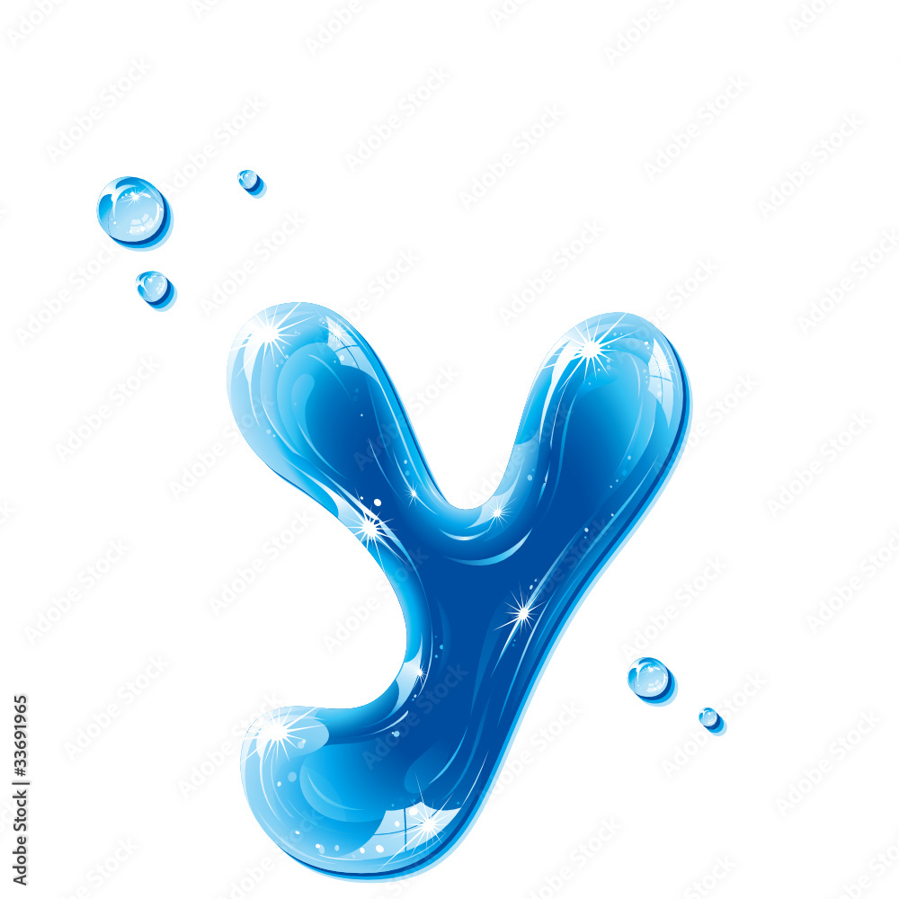 ABC series - Water Liquid Letter - Small Letter y - obrazy, fototapety, plakaty 