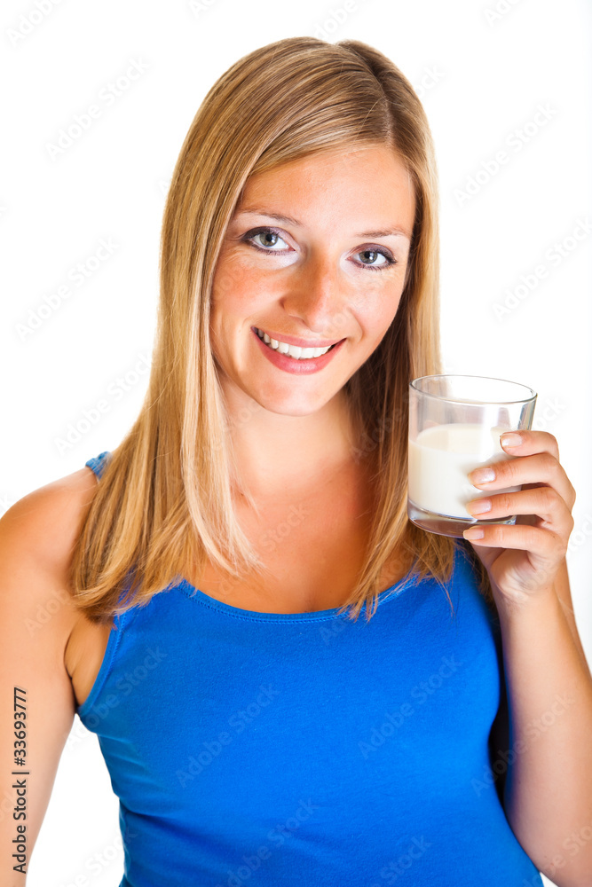 Pregnant woman with glass of milk isolated on white Pregnant woman with glass of milk isolated on white