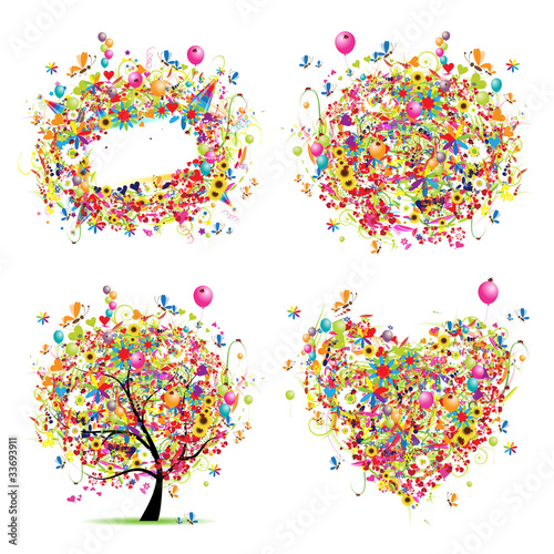 Holiday style - tree, frame, bouquet, heart for your design