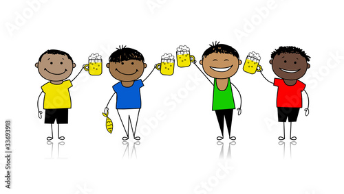 Friends with beer, stag party for your design