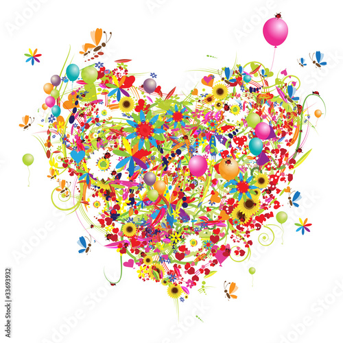 Happy holiday, funny heart shape with ballons
