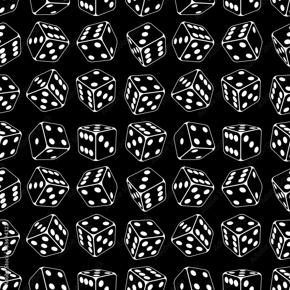Dice seamless background pattern. Vector illustration. Stock Vector