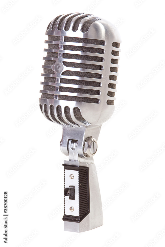 Fototapeta premium Retro Microphone Isolated on White