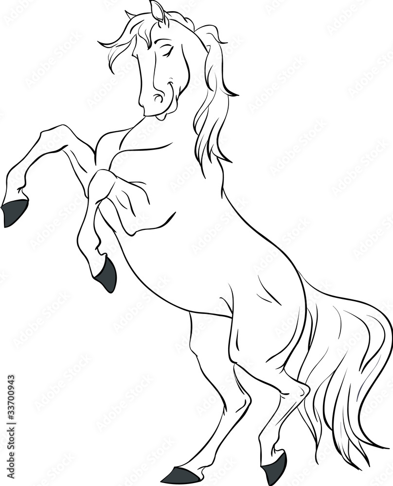 Cartoon white horse rearing Stock Illustration | Adobe Stock