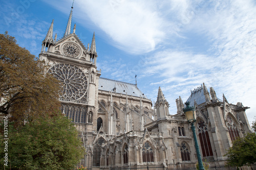 Landmark Gothic cathedral Notre-dame on Cite island in Paris Fra