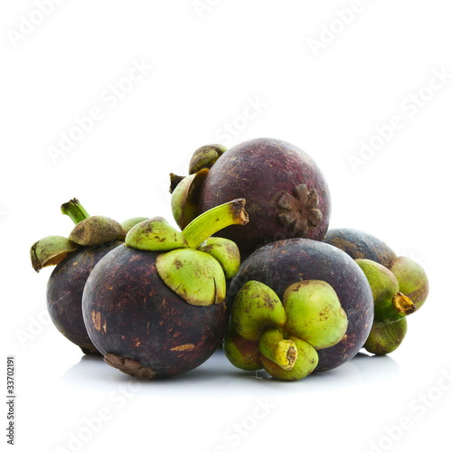 Tropical mangosteen isolated on white background