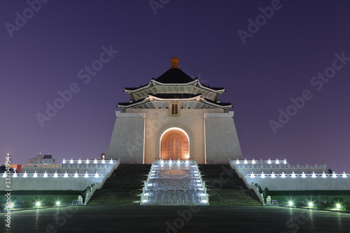 chiang kai shek memorial hall at night photo