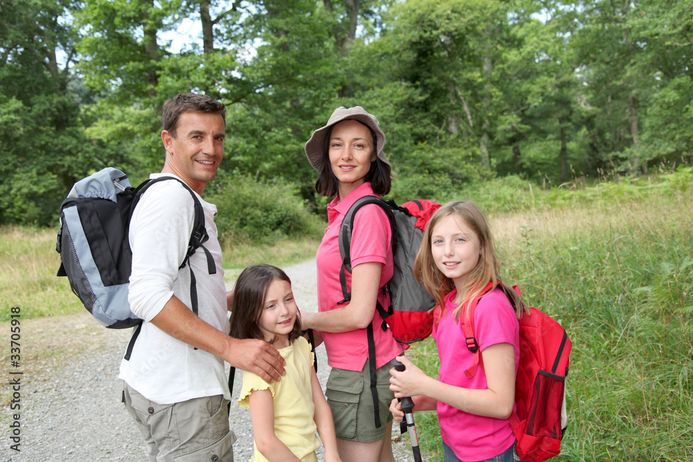 Family on a hiking day
