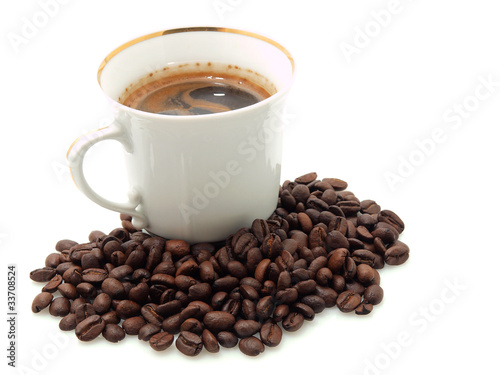 Cup of coffee on the white background