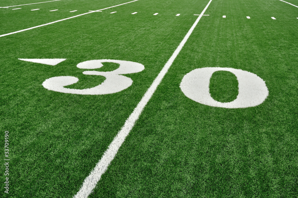 Thirty Yard Line on American Football Field Thirty Yard Line on American Football Field