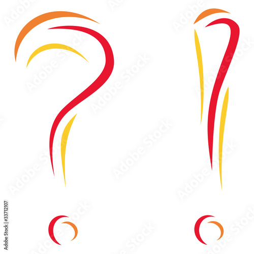 Colorfu symbols of question and interjection isolated on white