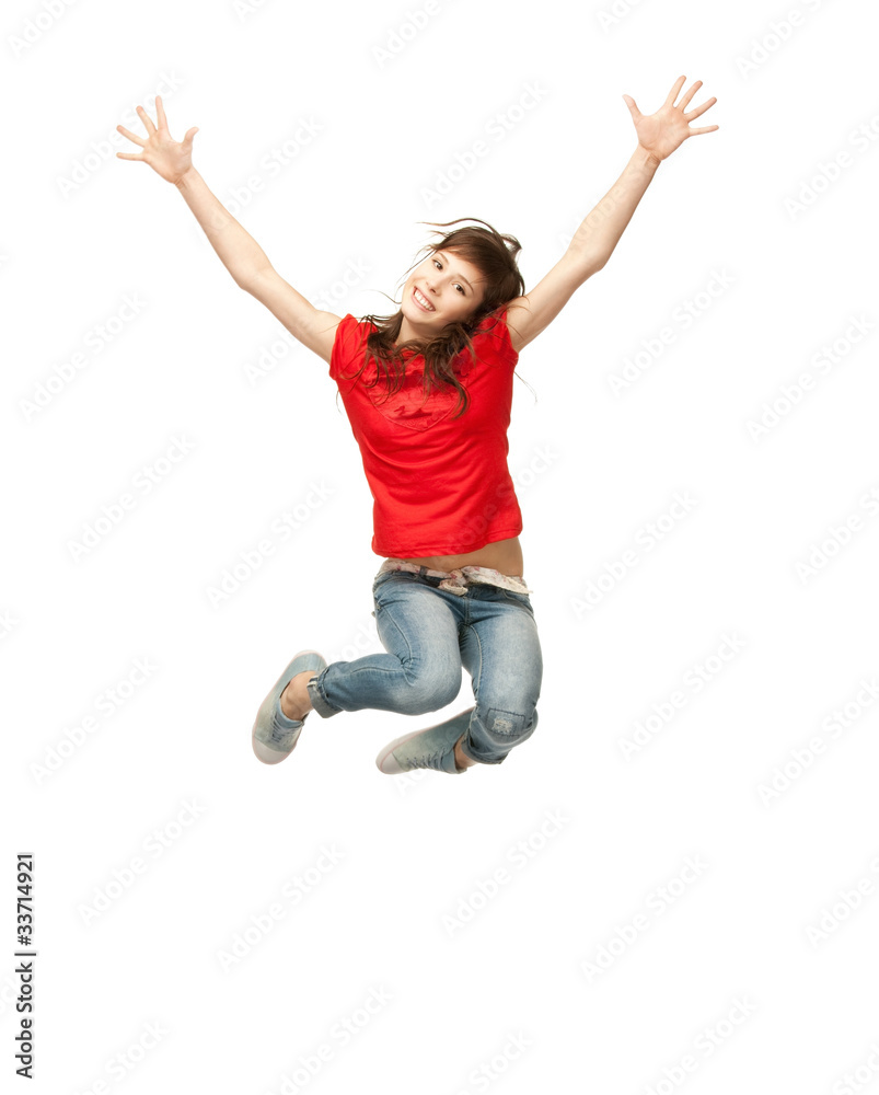 jumping teenage girl