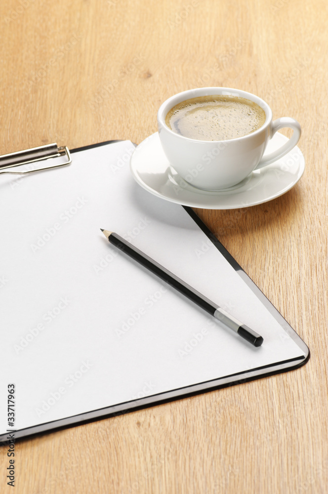 Clipboard and coffee Clipboard and coffee