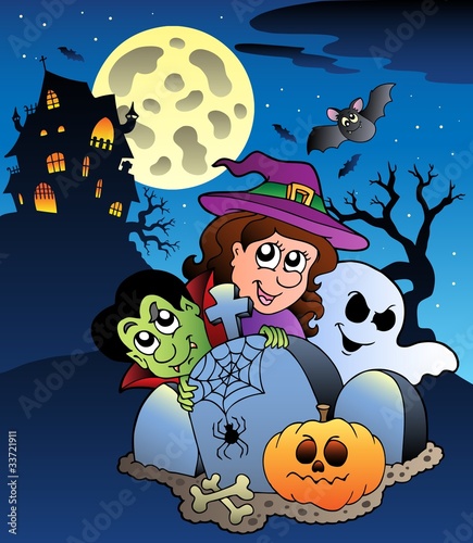 Scene with Halloween mansion 7