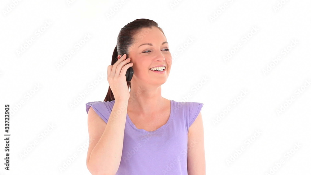Happy young woman telephoning Happy young woman telephoning