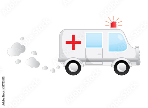 White medical cartoon moving bus