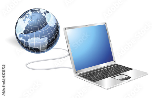 Laptop globe concept