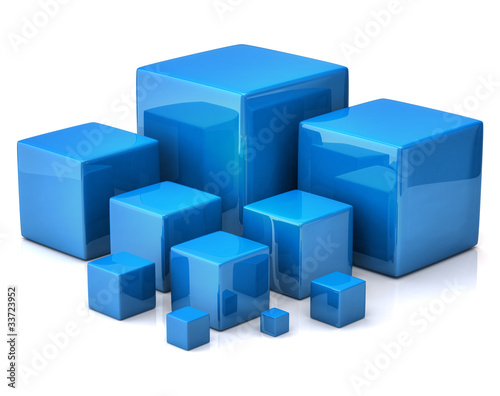 Lot of blue cubes