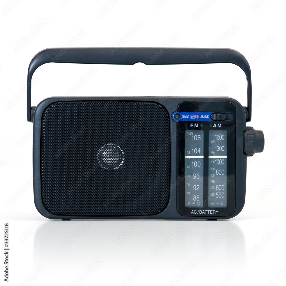Fototapeta premium Vintage radio over white background.
