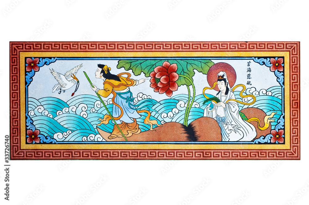 Fototapeta premium tradition Chinese painting on Chinese temple wall