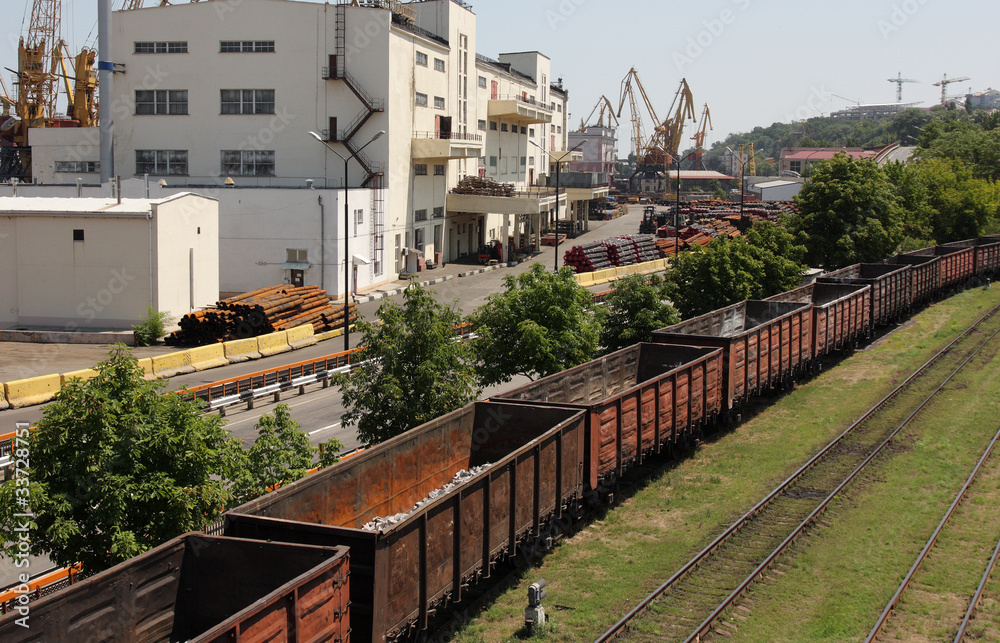 Freight cars in cargo port