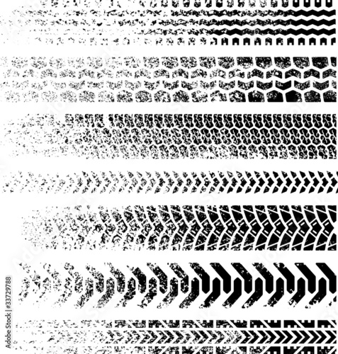 Collection of seven fading High Quality Grunge Tire tracks