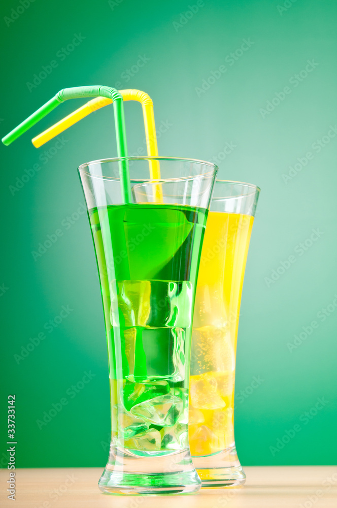 Colourful cocktail in glasses
