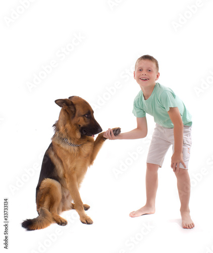 Fototapeta Naklejka Na Ścianę i Meble -  dog and boy