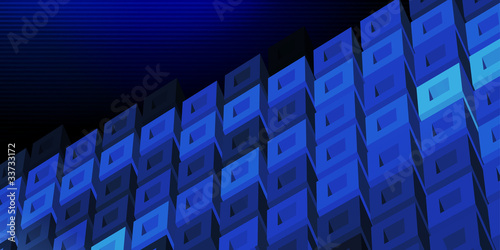 Dark blue 3D technologic banner with cell structure