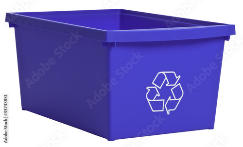 Obraz na płótnie Blue recycling bin isolated on white