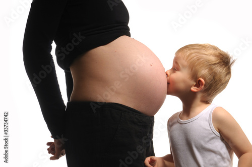Pregnant woman and her son