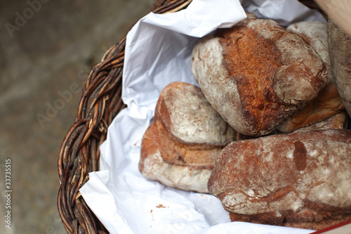 Rustic wholegrain bread in a basket