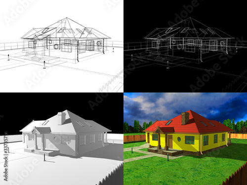 Dom 3d rendering, projekt 3d