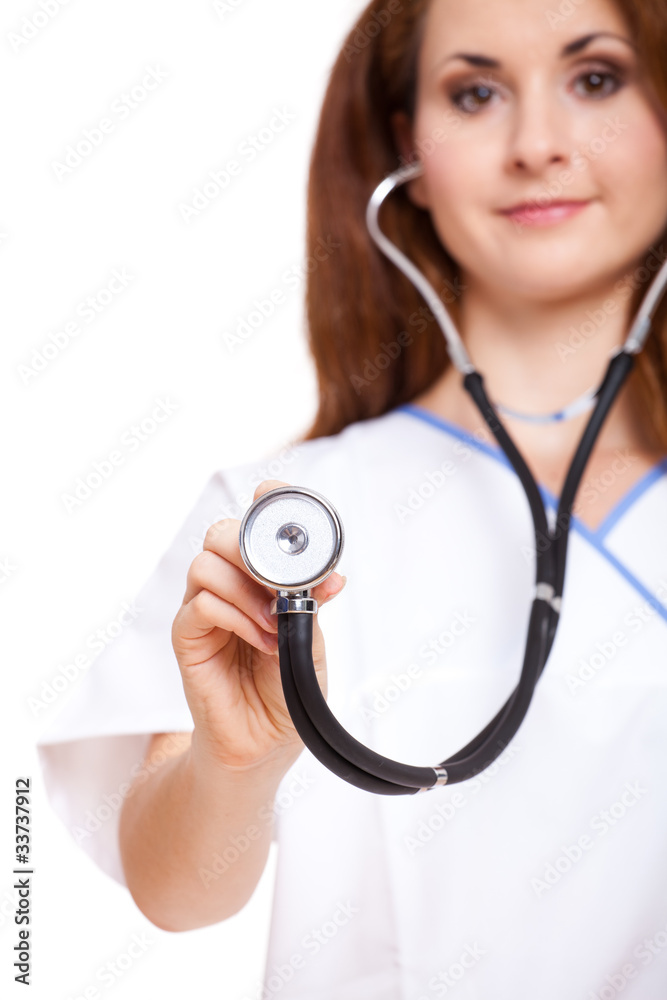 Krankenschwester beim abhören per Stethoskop Stock Photo | Adobe Stock