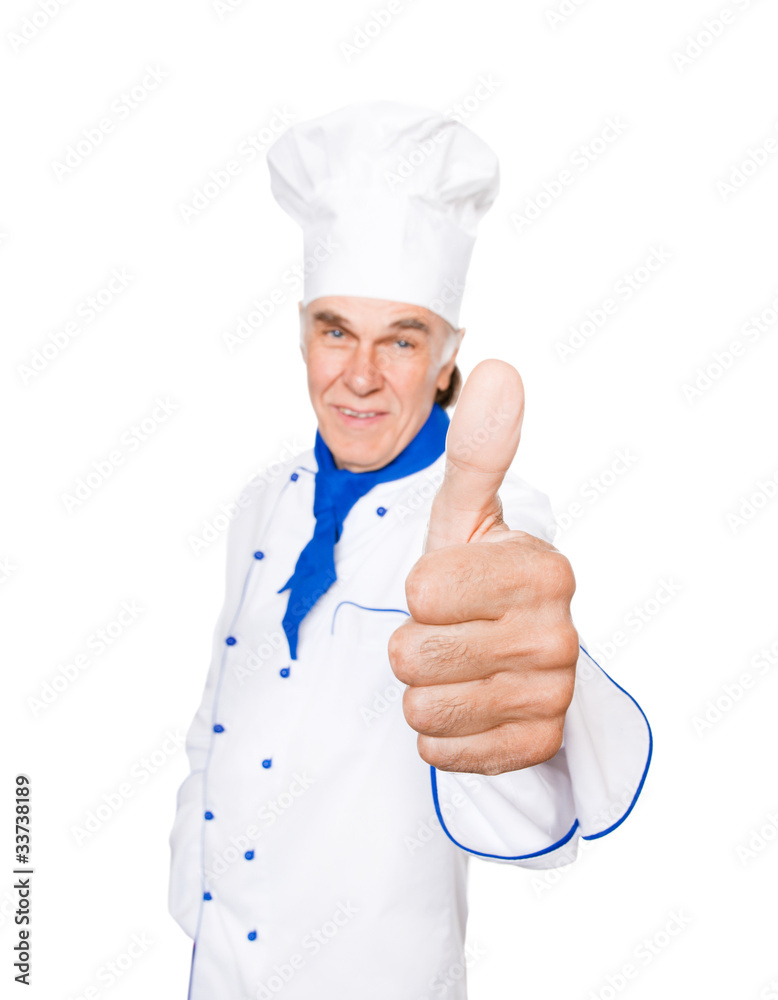 Chefkoch macht Daumen hoch Chefkoch macht Daumen hoch