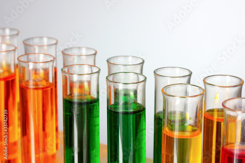 test tubes in the laboratory on a gray background