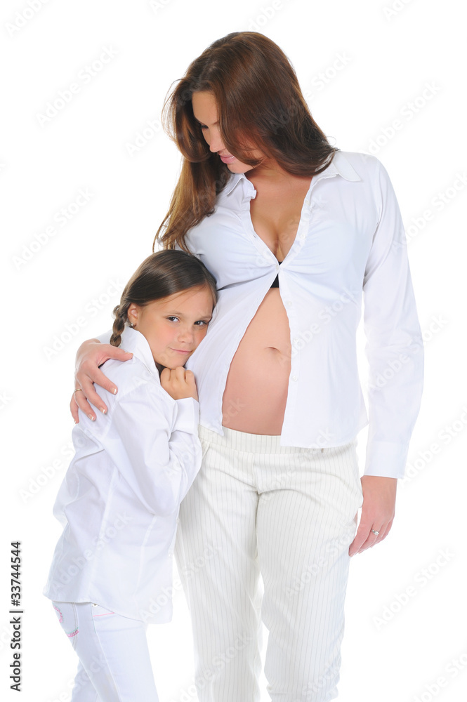 pregnant woman with her daughter pregnant woman with her daughter