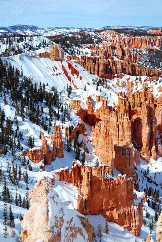 Bryce canyon panorama with snow