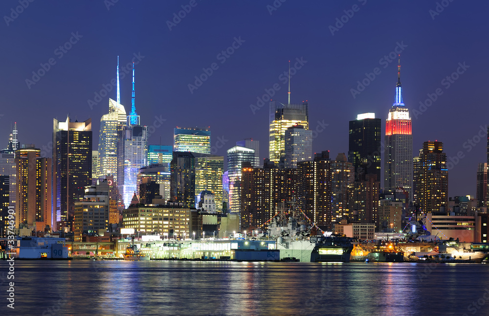 New York City Manhattan midtown skyline at dusk