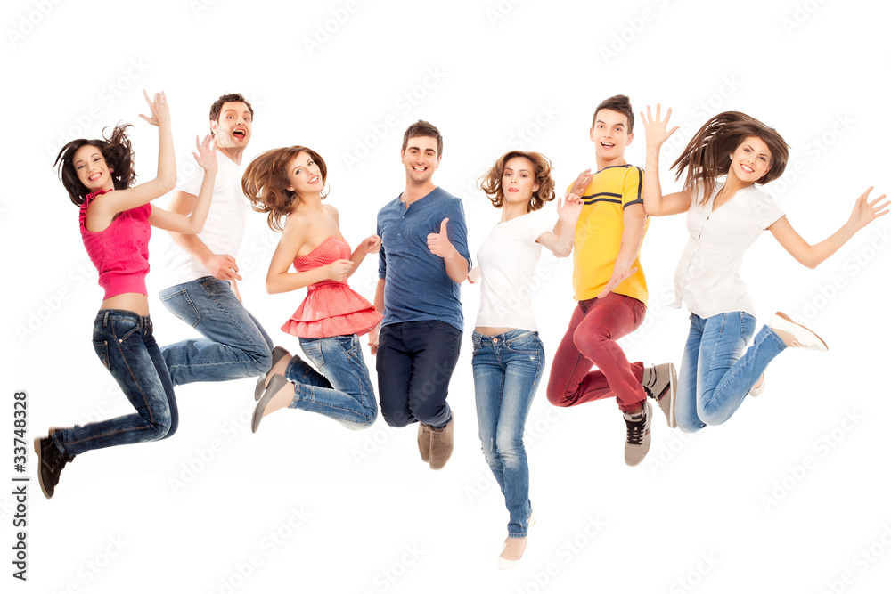 young friends jumping high young friends jumping high